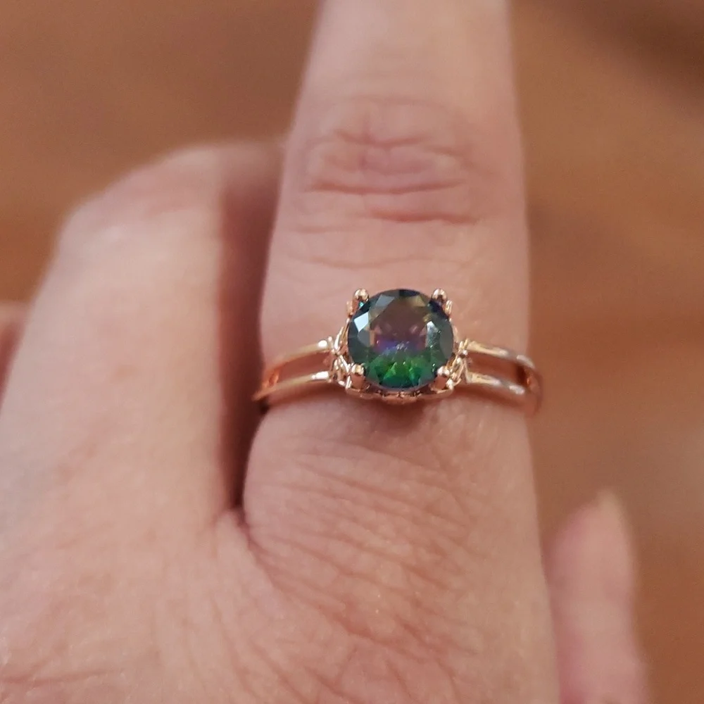 Rainbow Cubic Zirconia Rose Gold Ring